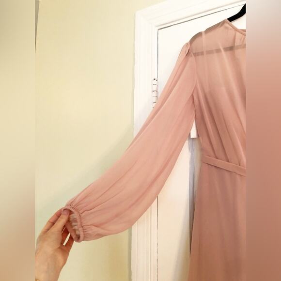 NWT Dessy Collection Strapless Chiffon Maxi Dress In Toasted Sugar - Picture 3 of 8